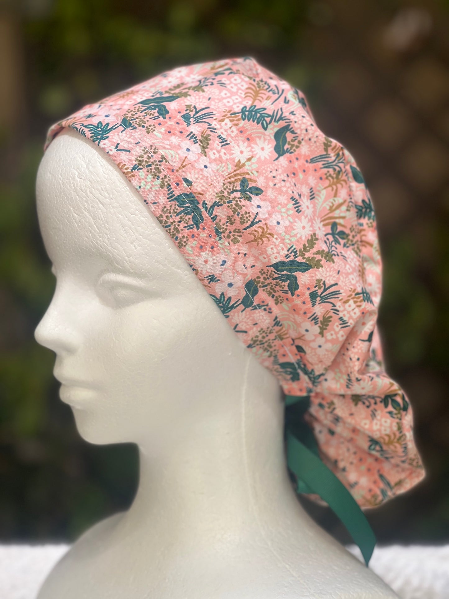 Peachy ponytail scrub cap