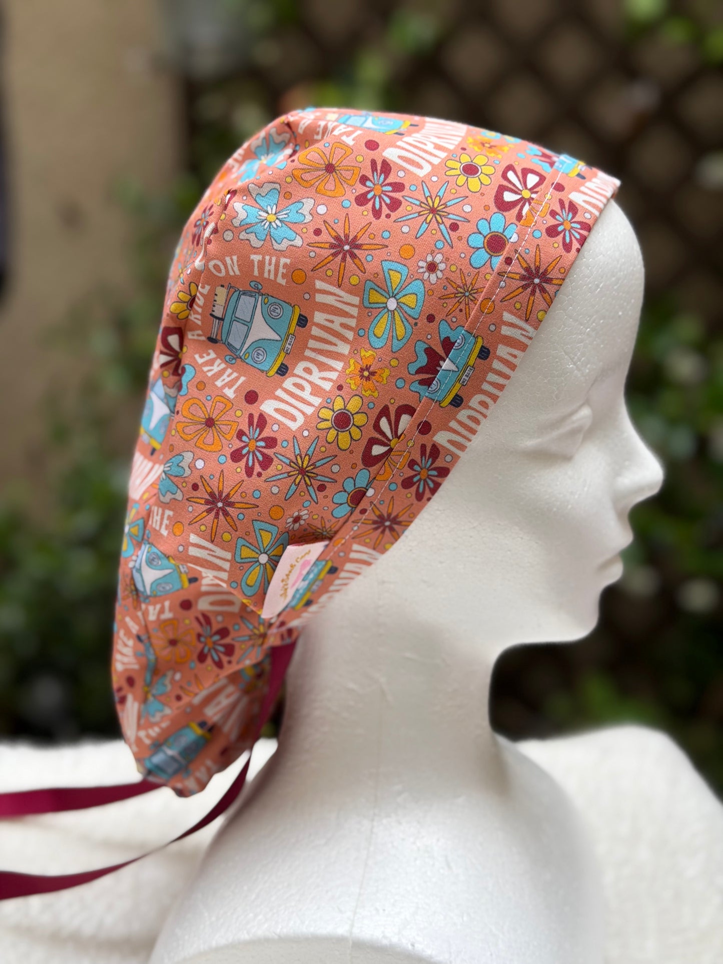 Diprivan Maroon Anesthesia Ponytail Scrub Cap