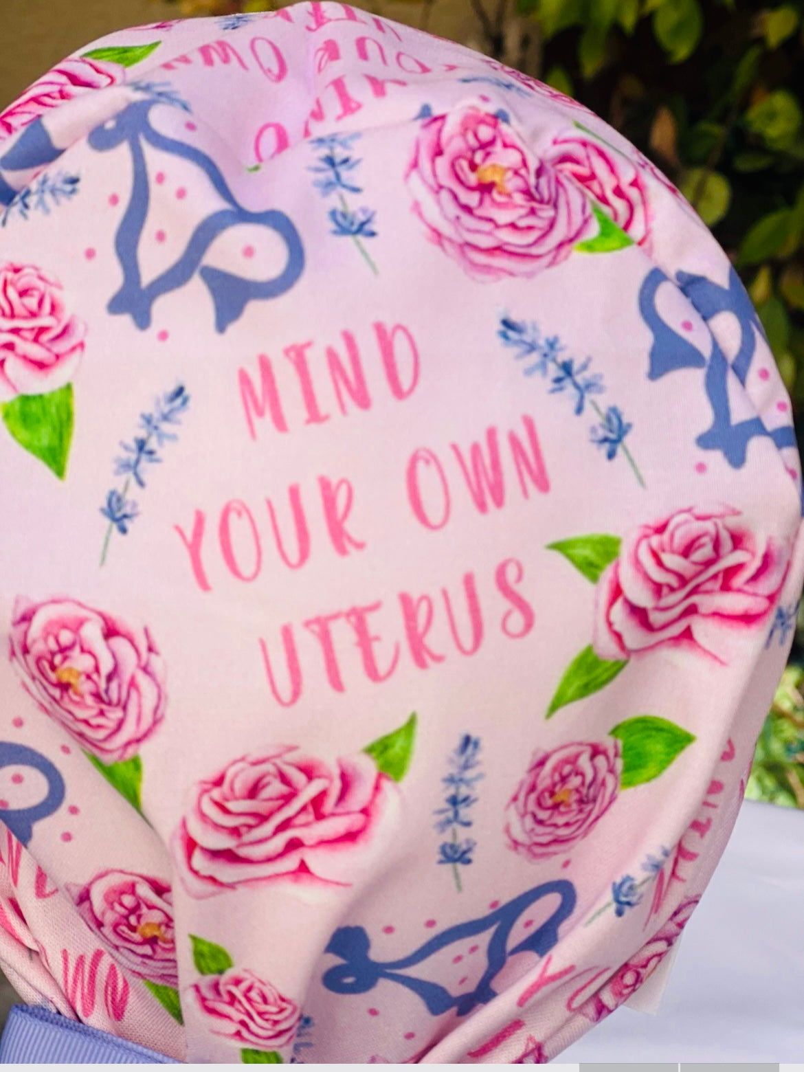 Mind your own uterus OB GYN Ponytail Scrub Cap