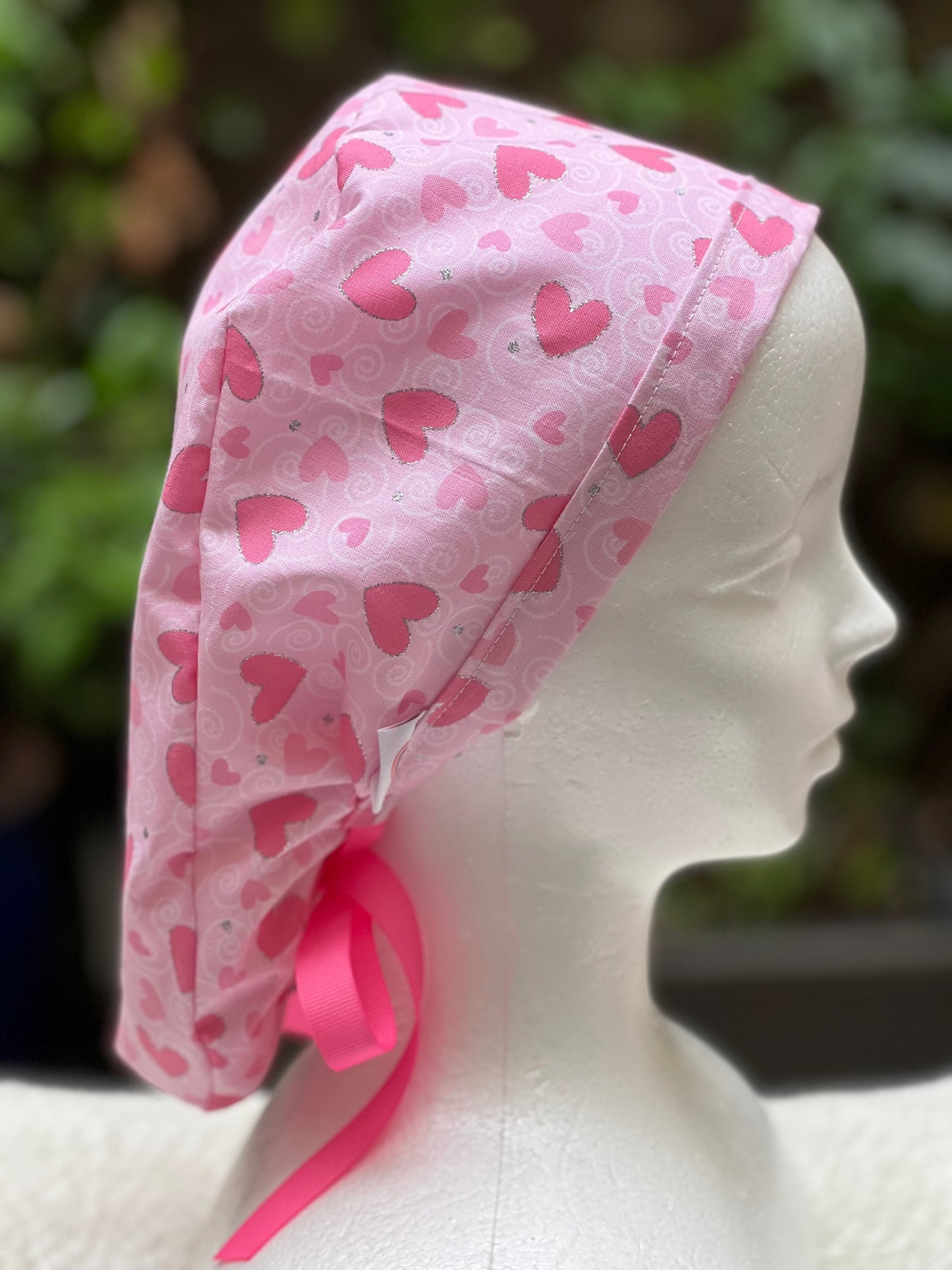 Pink Hearts Valentines scrub cap