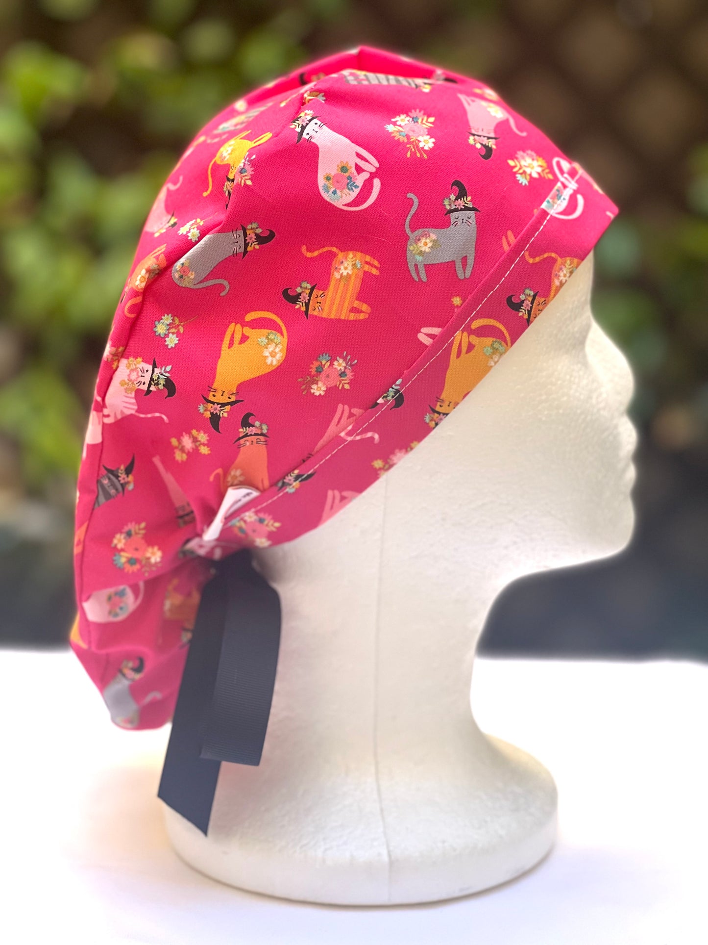 halloween kitty Ponytail scrub cap