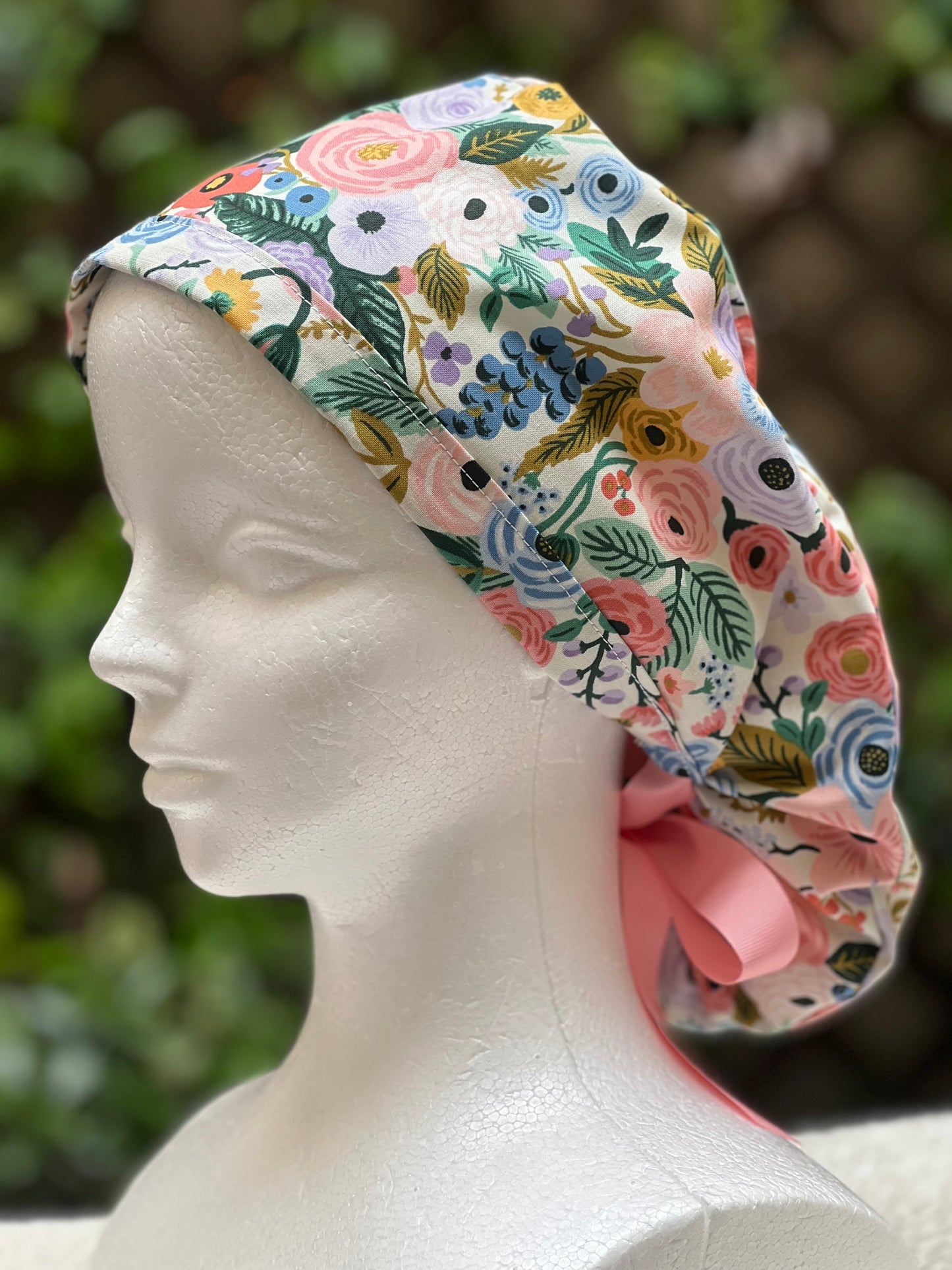 Lisette ponytail scrub cap, Ivory big