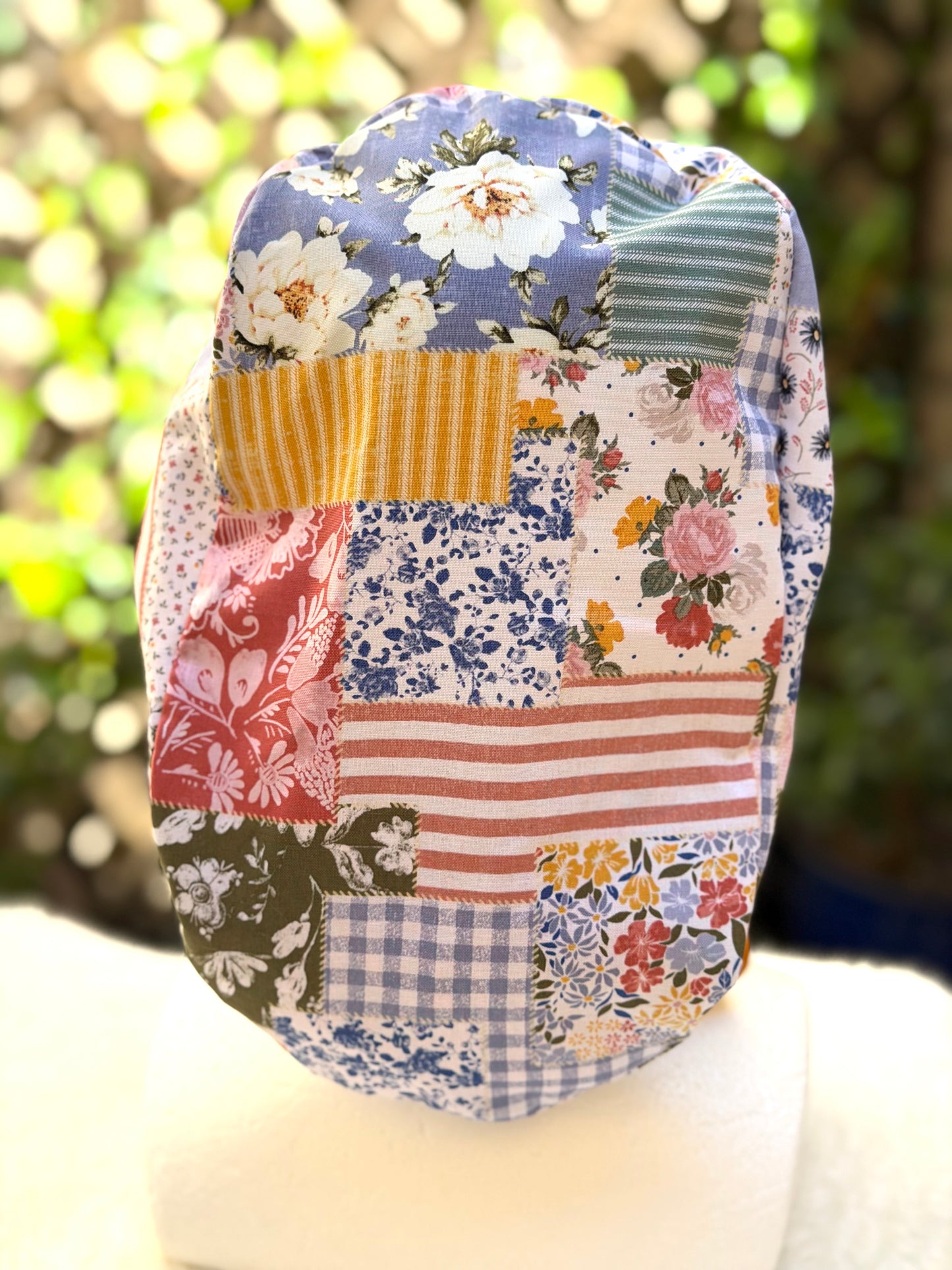 Summer patchwork Ponytail Scrub Cap
