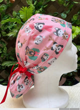 Load image into Gallery viewer, Pink Dogs  Christmas scrub cap
