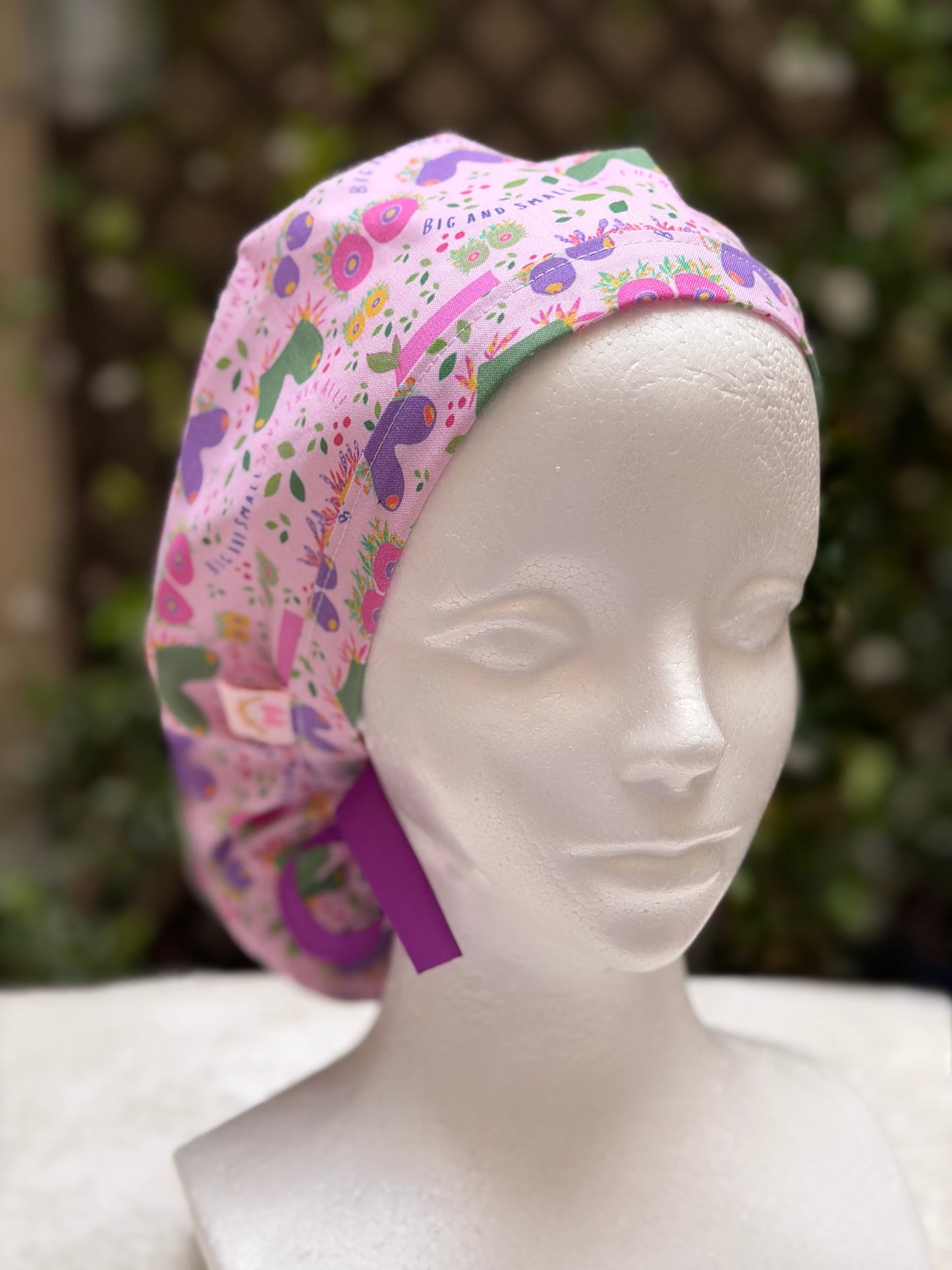 Purple Breast Ponytail Scrub Cap