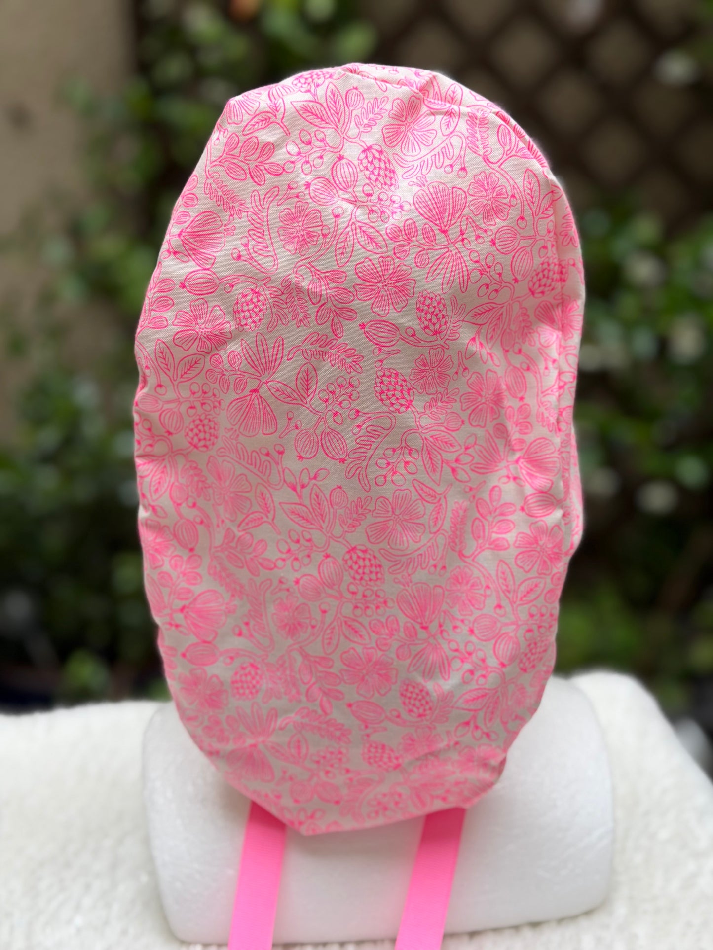 Neon pink ponytail scrub cap