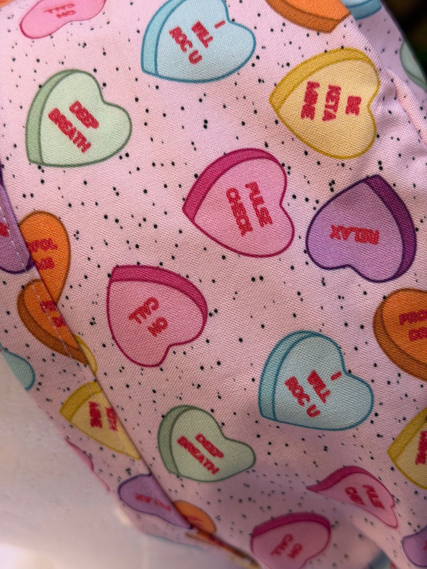 Anesthesia Valentine Ponytail Scrub Cap