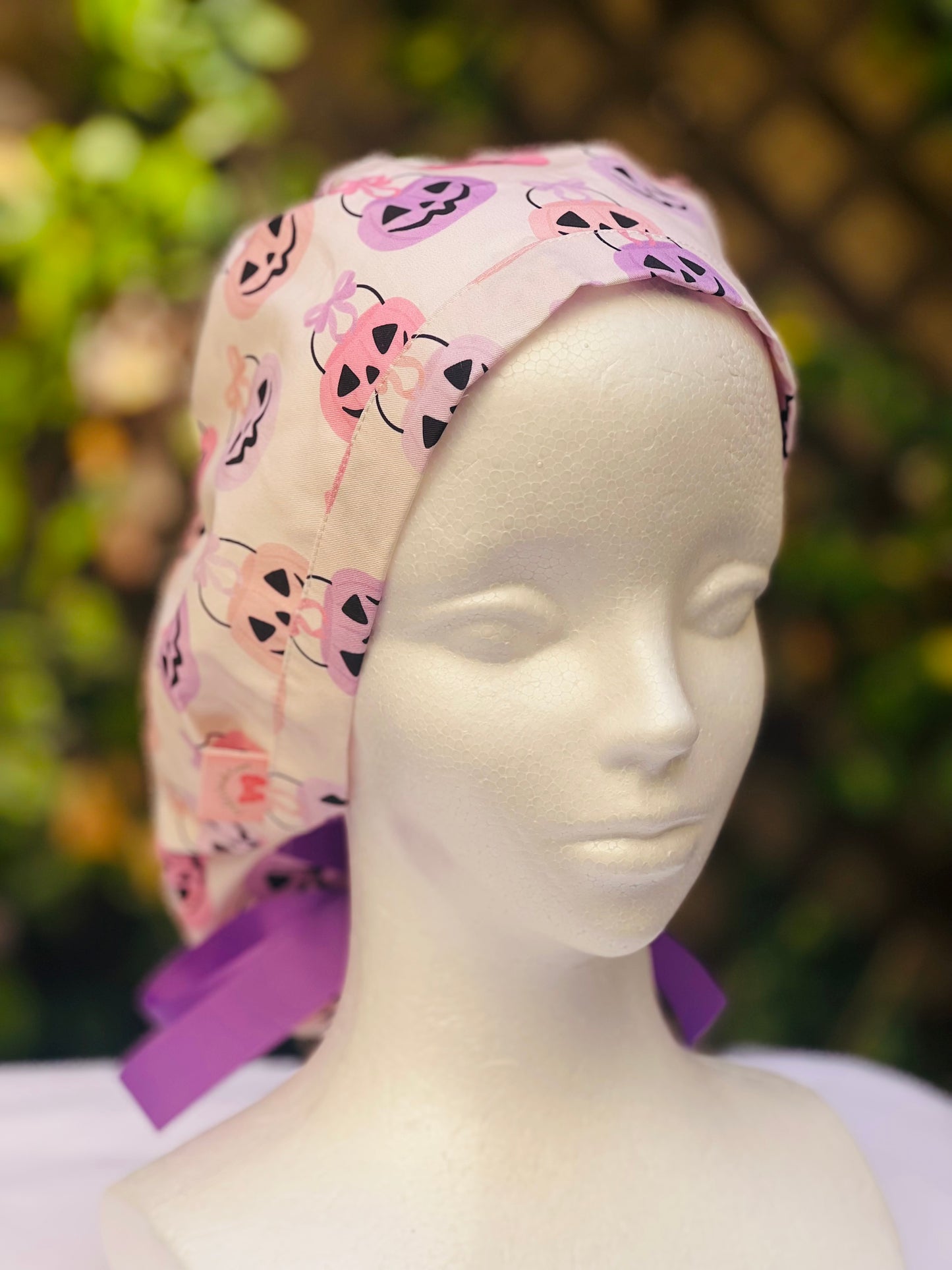 Trick or treat bag Ponytail Scrub Cap