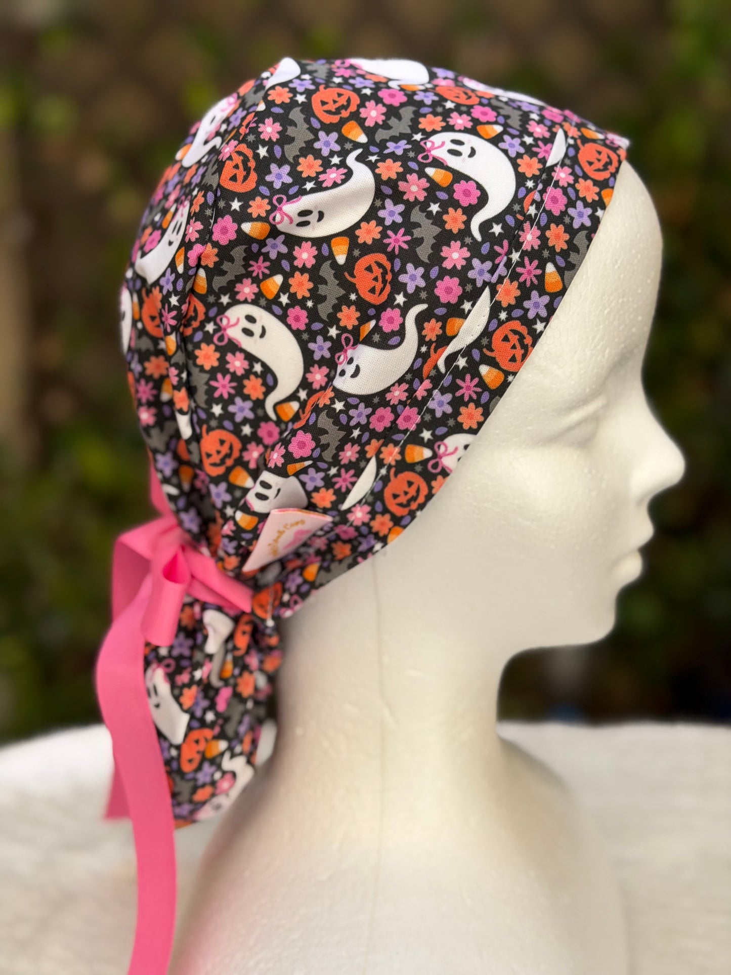 Coquette ghost with bow scrub cap (Copy)