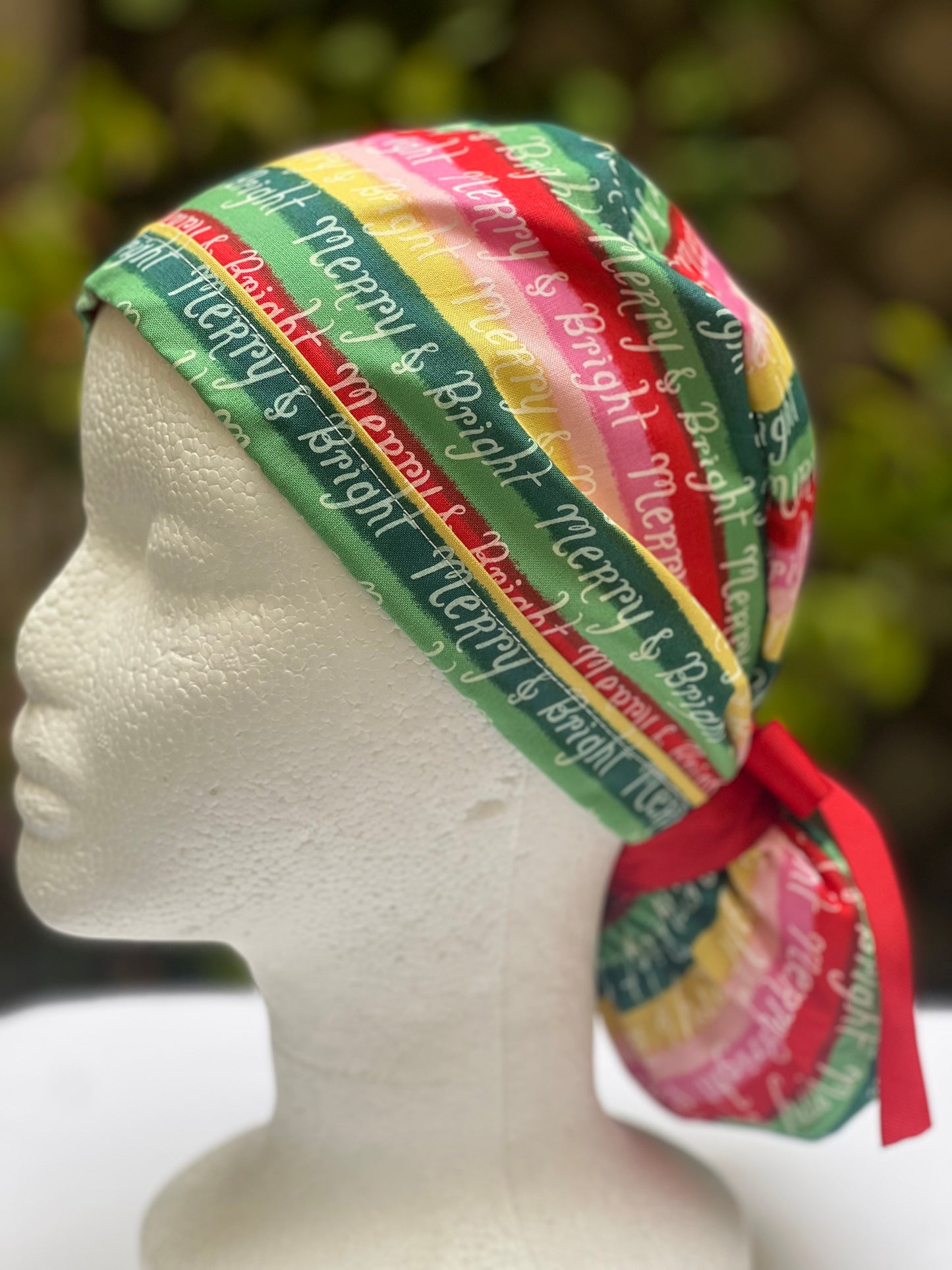 Bright and Merry Holiday - Winter Holiday Ponytail Cap