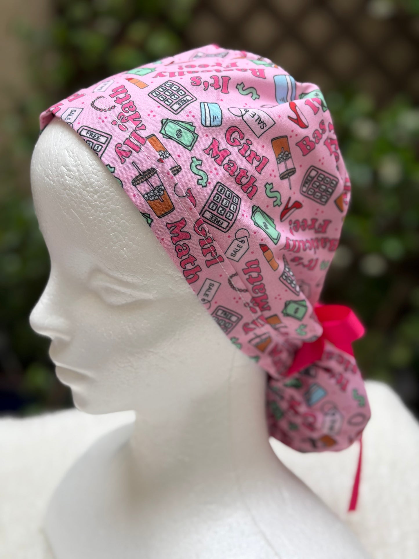 Girl Math Ponytail Scrub Cap