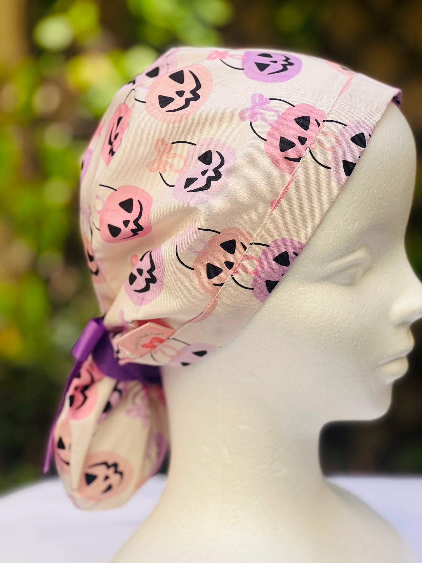 Trick or treat bag Ponytail Scrub Cap
