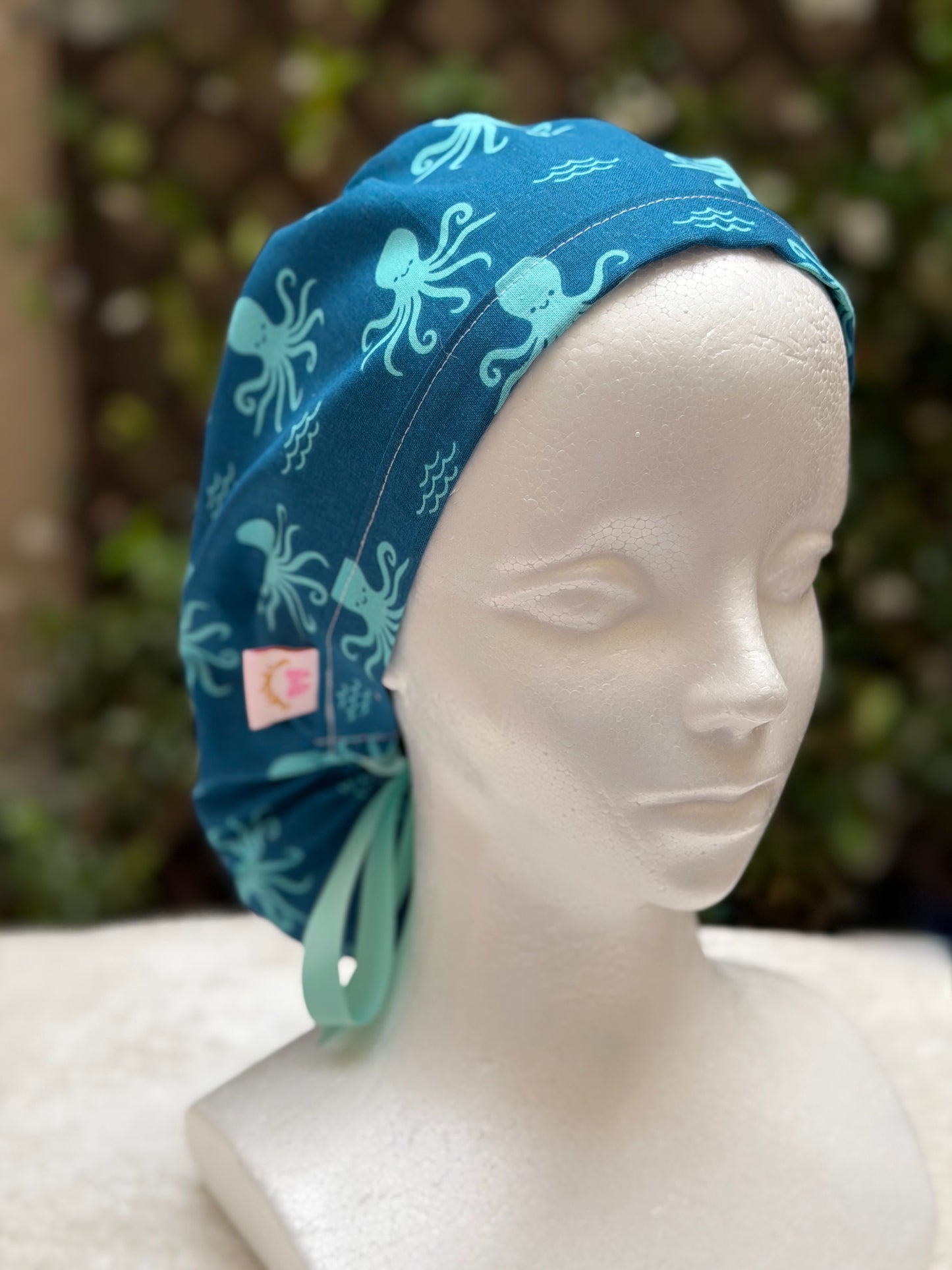 Sea life octopus Ponytail Scrub Cap