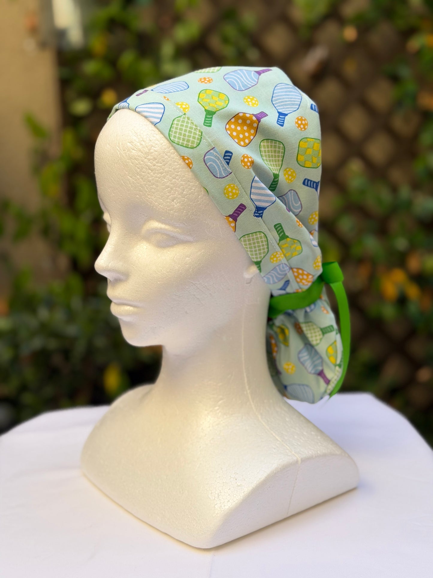 Pickleball Ponytail Scrub Cap