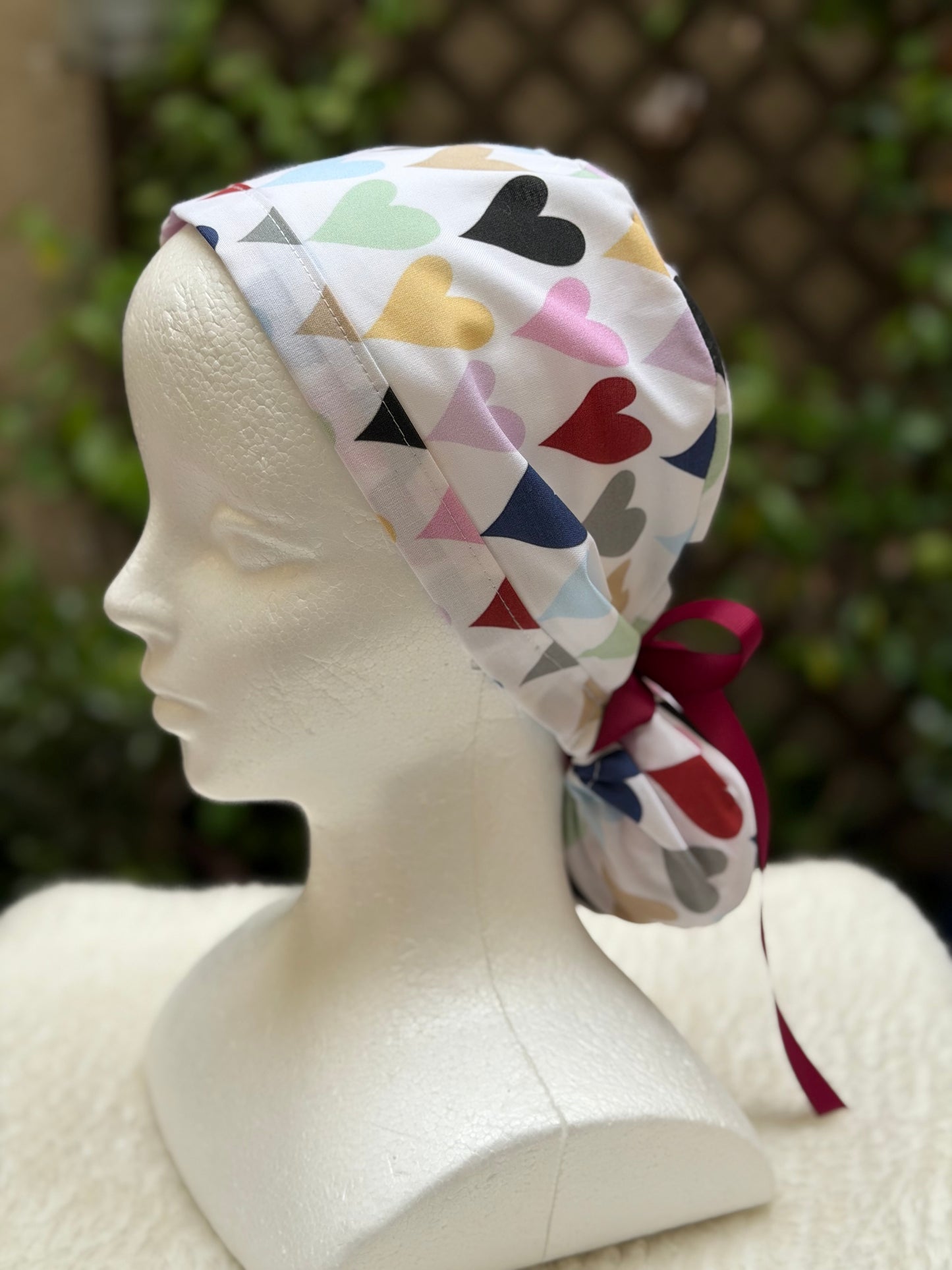 Swiftie Hearts Ponytail Scrub Cap