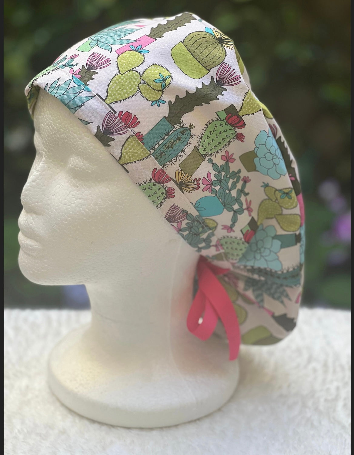 Succulents Ponytail Scrub Cap