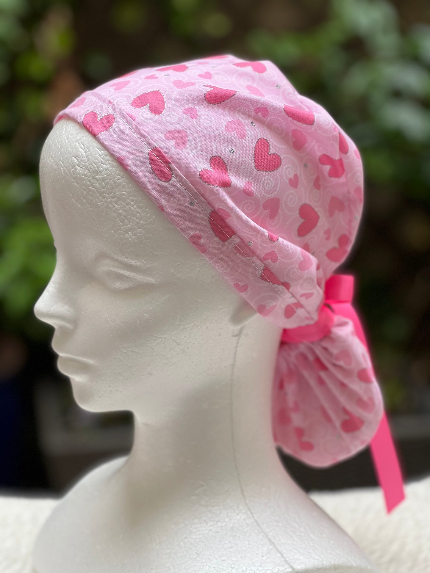 Pink Hearts Valentines scrub cap