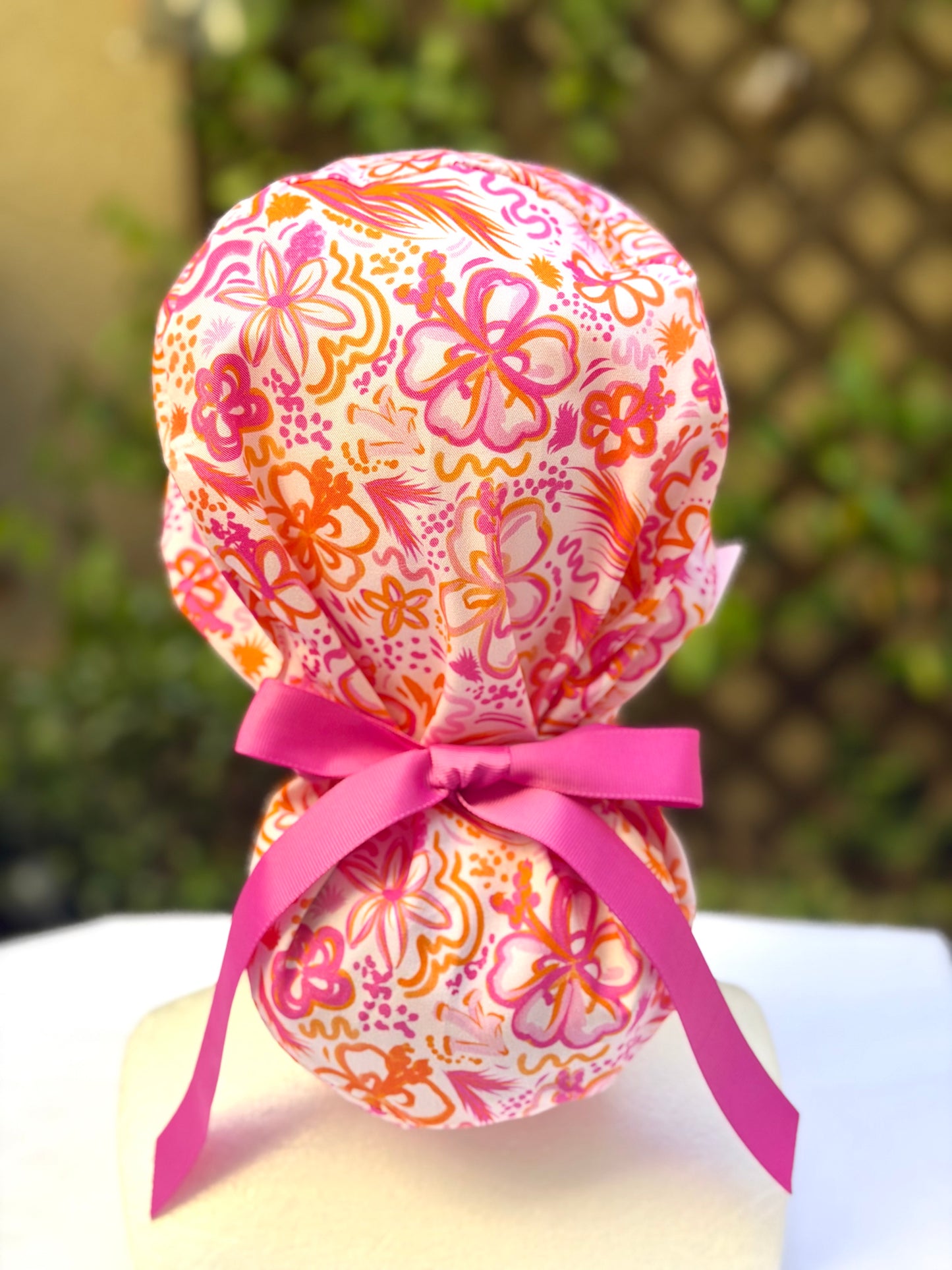 Summer preppy Ponytail Scrub Cap