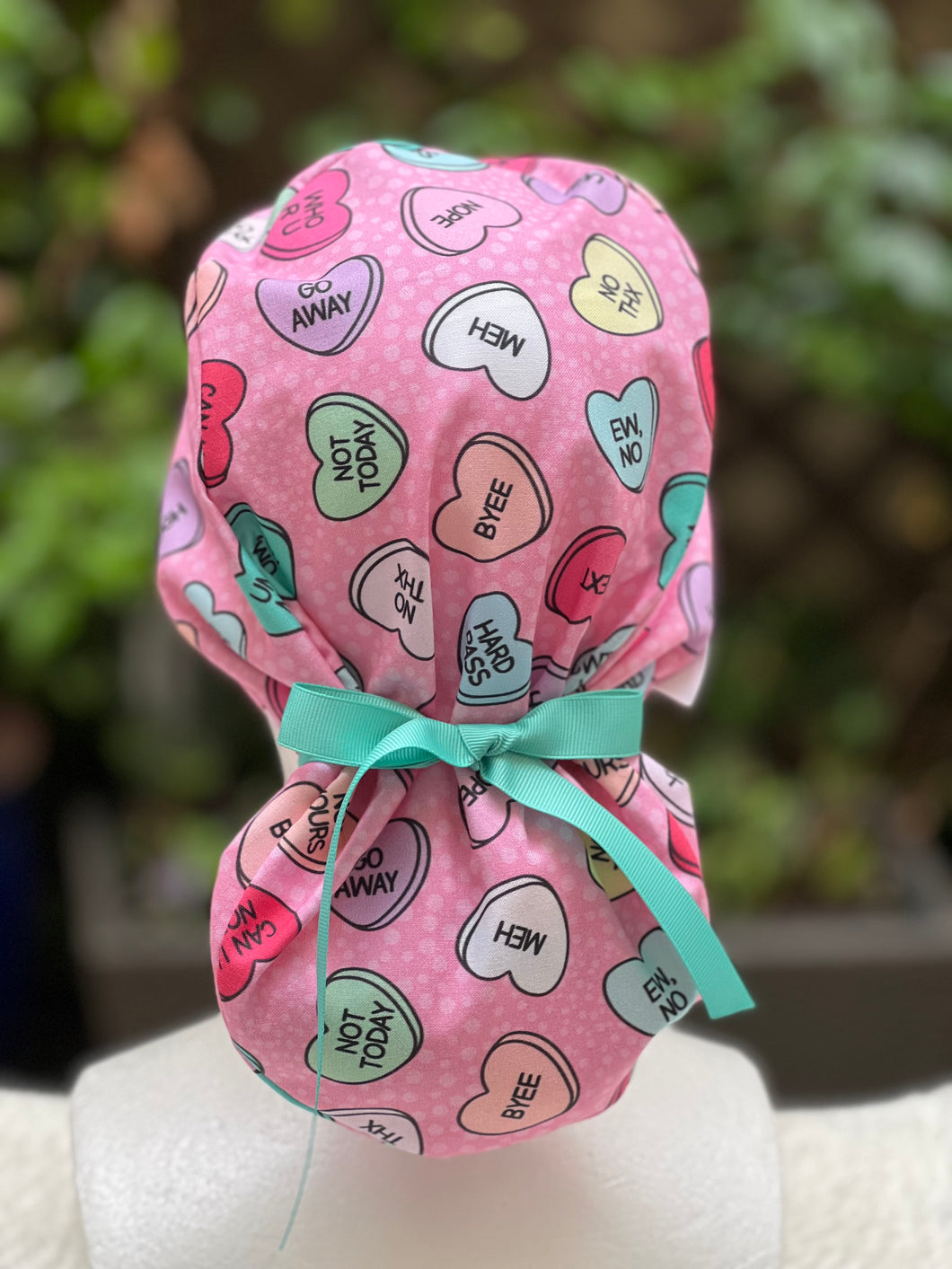 Anti-Valentines Ponytail scrub cap