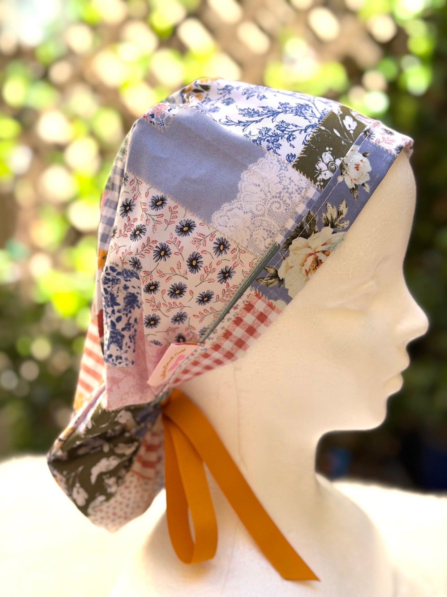 Summer patchwork Ponytail Scrub Cap