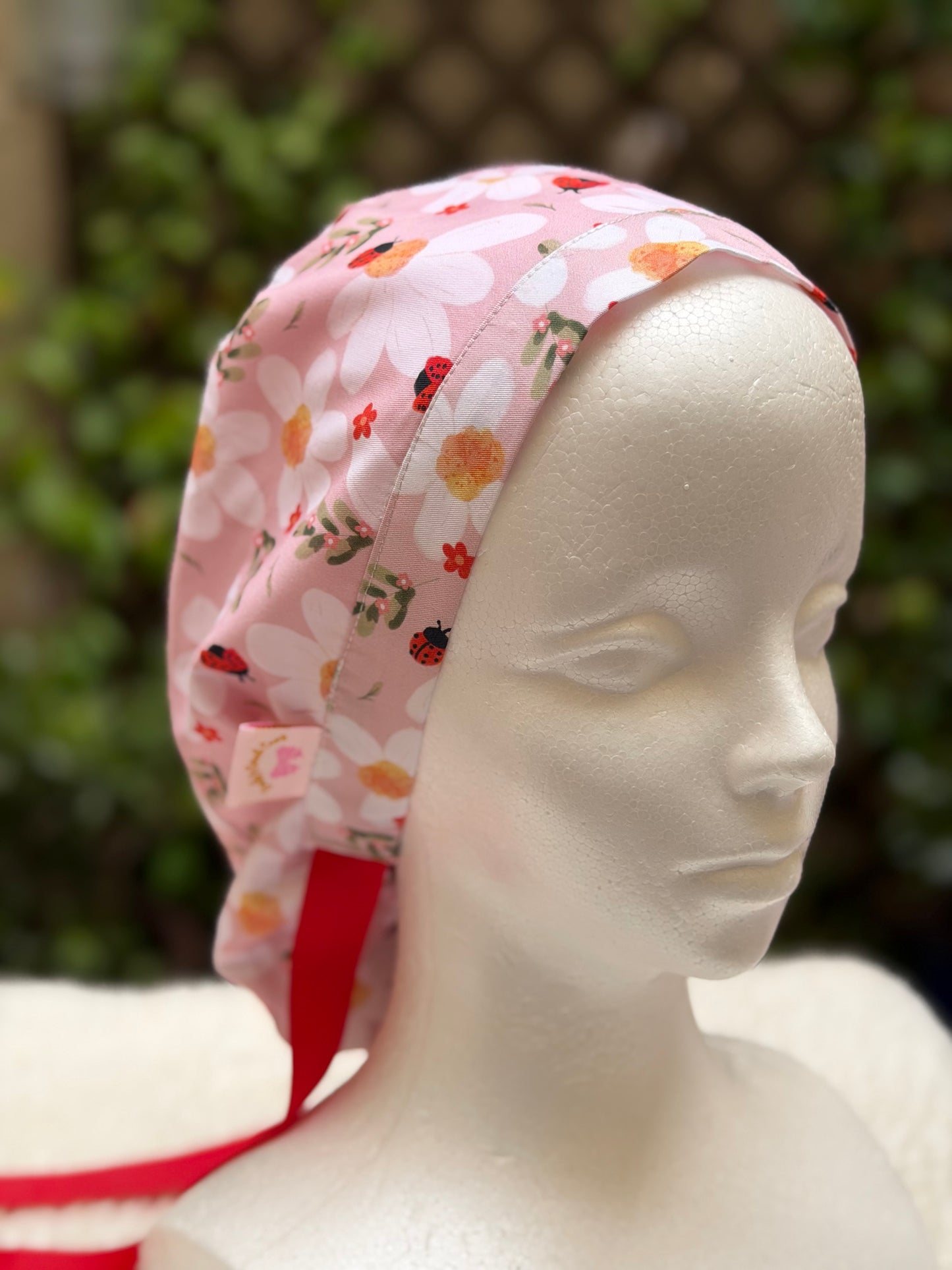 Flowers and Bees Ponytail Scrub Cap