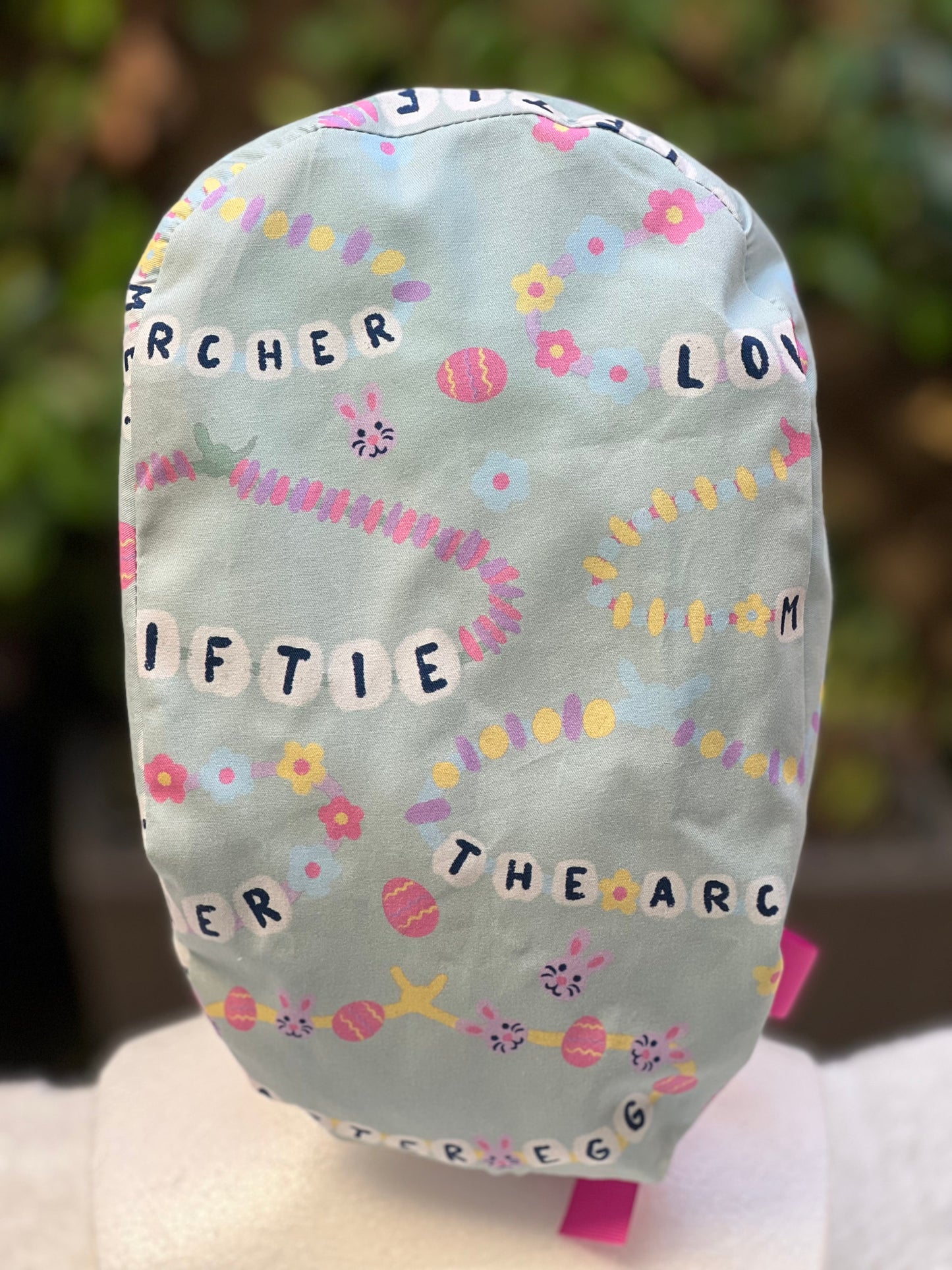 Green Friendship Bracelet Ponytail Scrub Cap