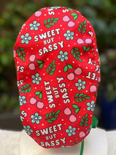 Load image into Gallery viewer, Red Sweet but Sassy Ponytail Scrub Cap
