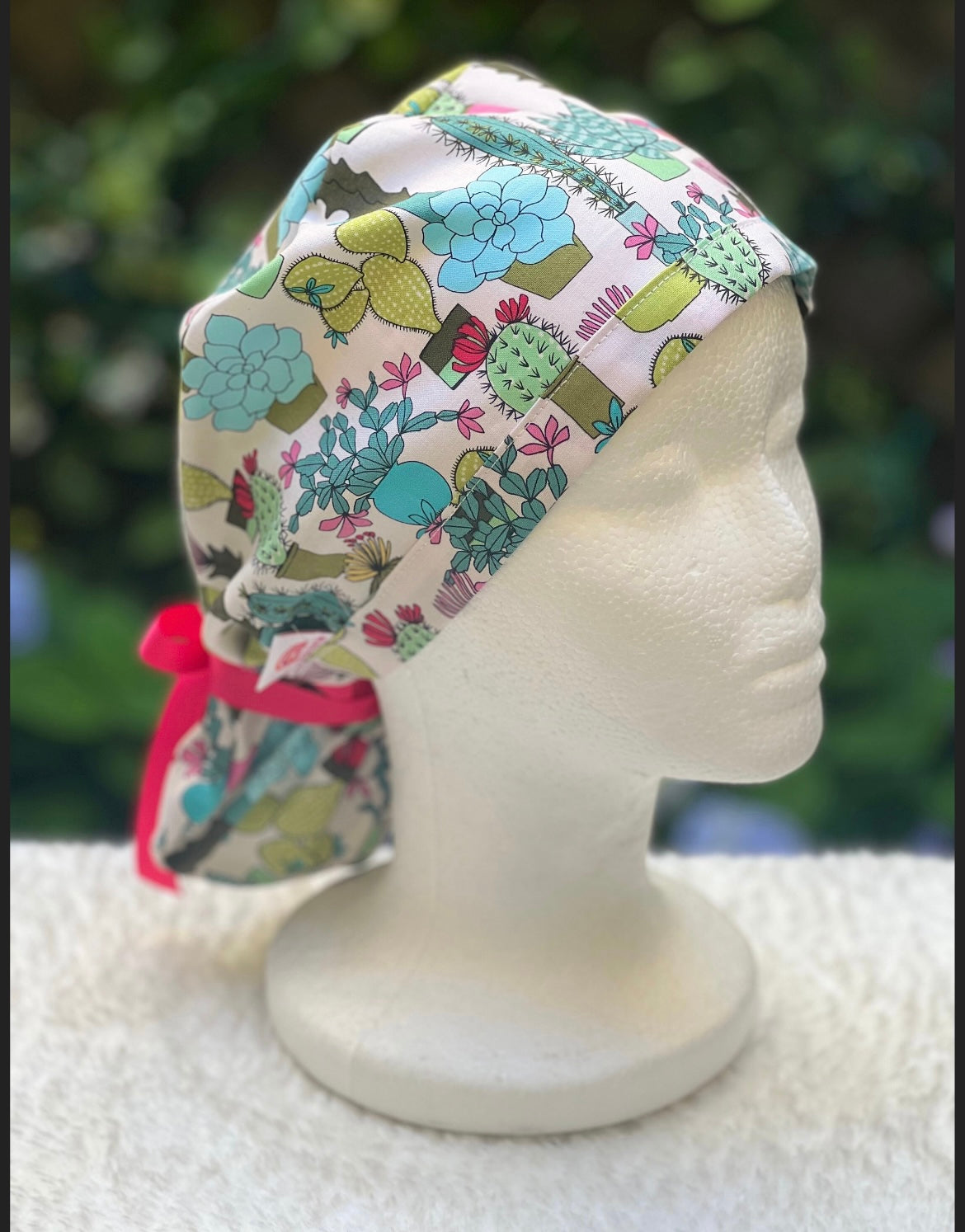 Succulents Ponytail Scrub Cap