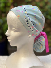 Load image into Gallery viewer, Green Friendship Bracelet Ponytail Scrub Cap
