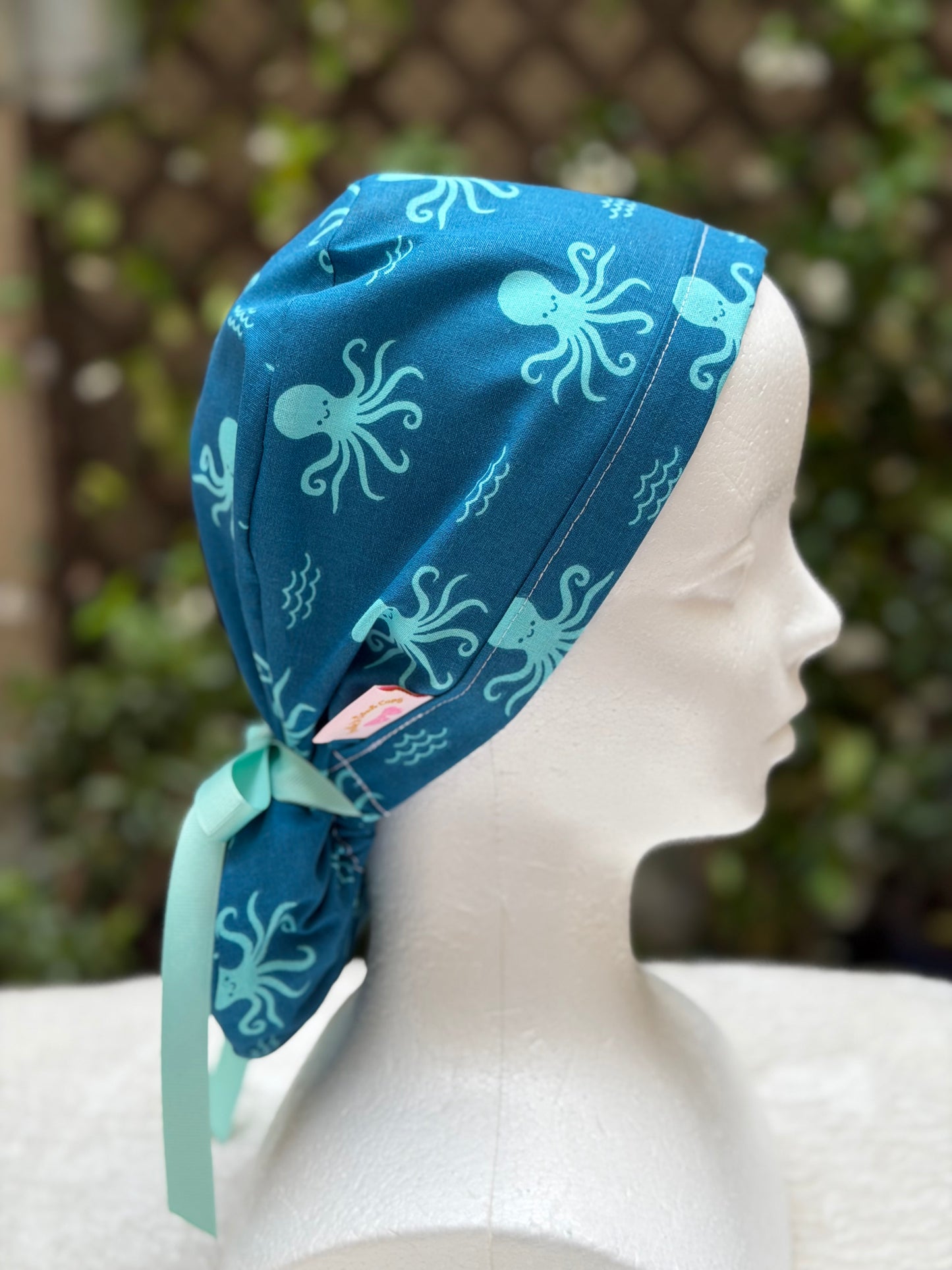 Sea life octopus Ponytail Scrub Cap