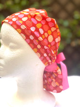 Load image into Gallery viewer, Pink pumpkin in orange Ponytail scrub cap
