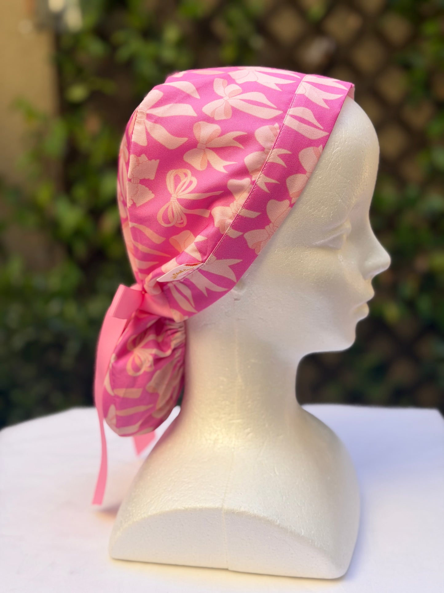 Hot pink  Ponytail Scrub Cap