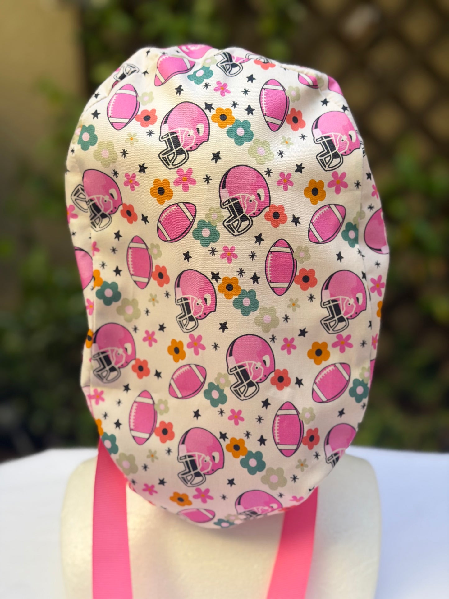 Football girly Ponytail Scrub Cap