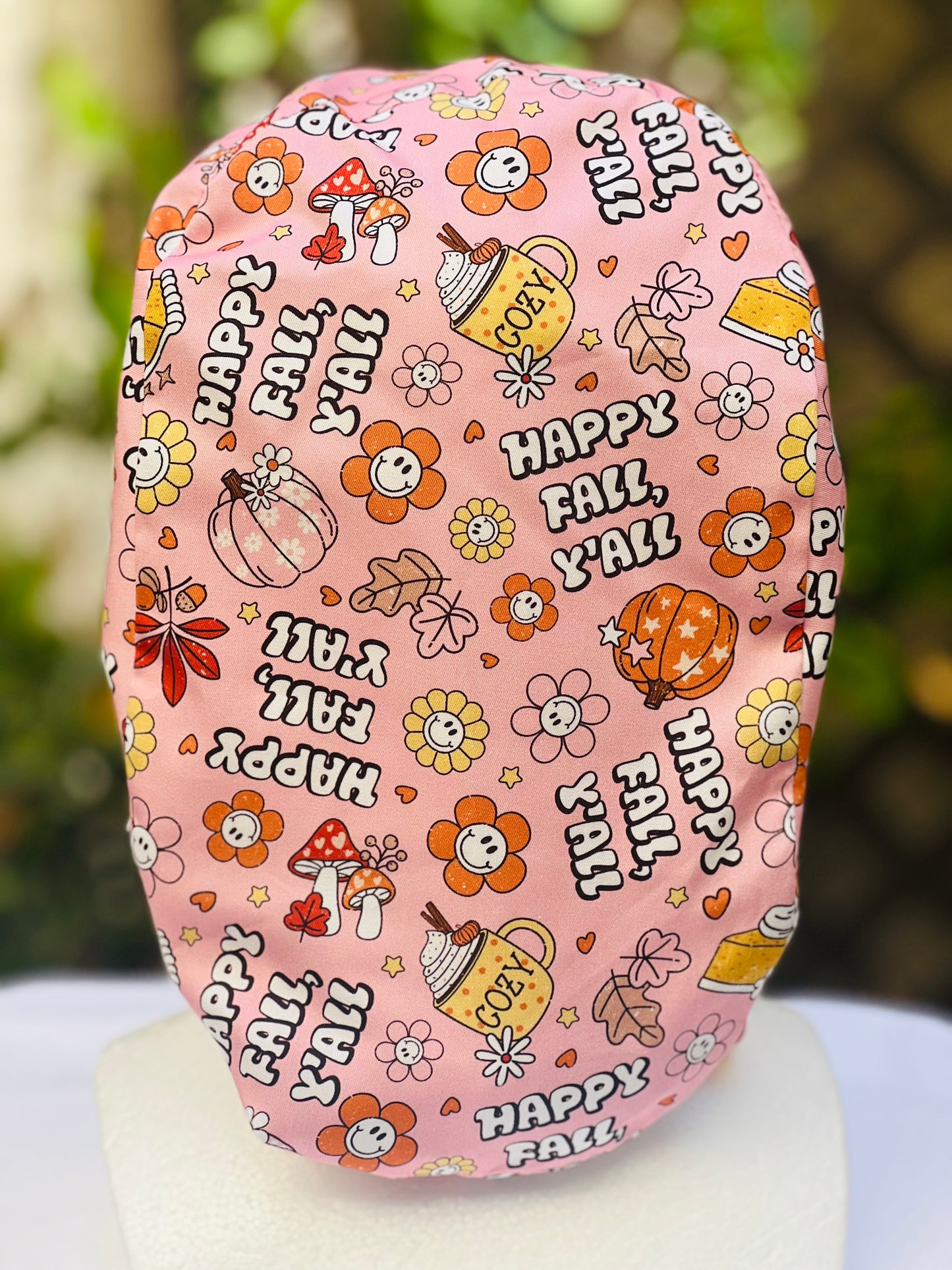 Happy Fall Y’ All Ponytail Scrub Cap