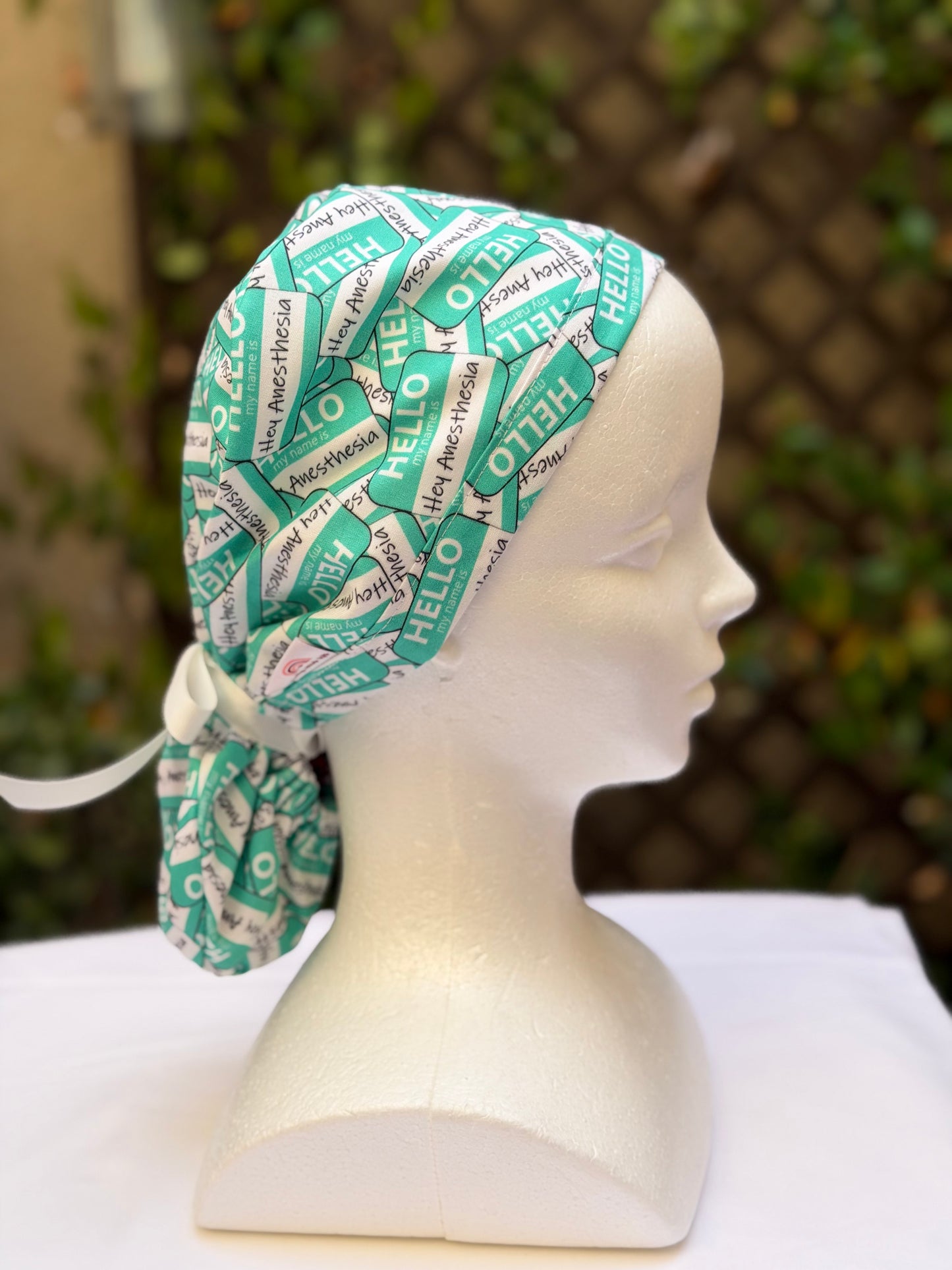 Hey Anesthesia Ponytail Scrub Cap