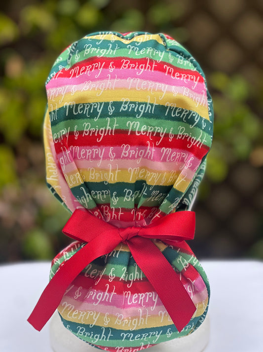 Bright and Merry Holiday - Winter Holiday Ponytail Cap