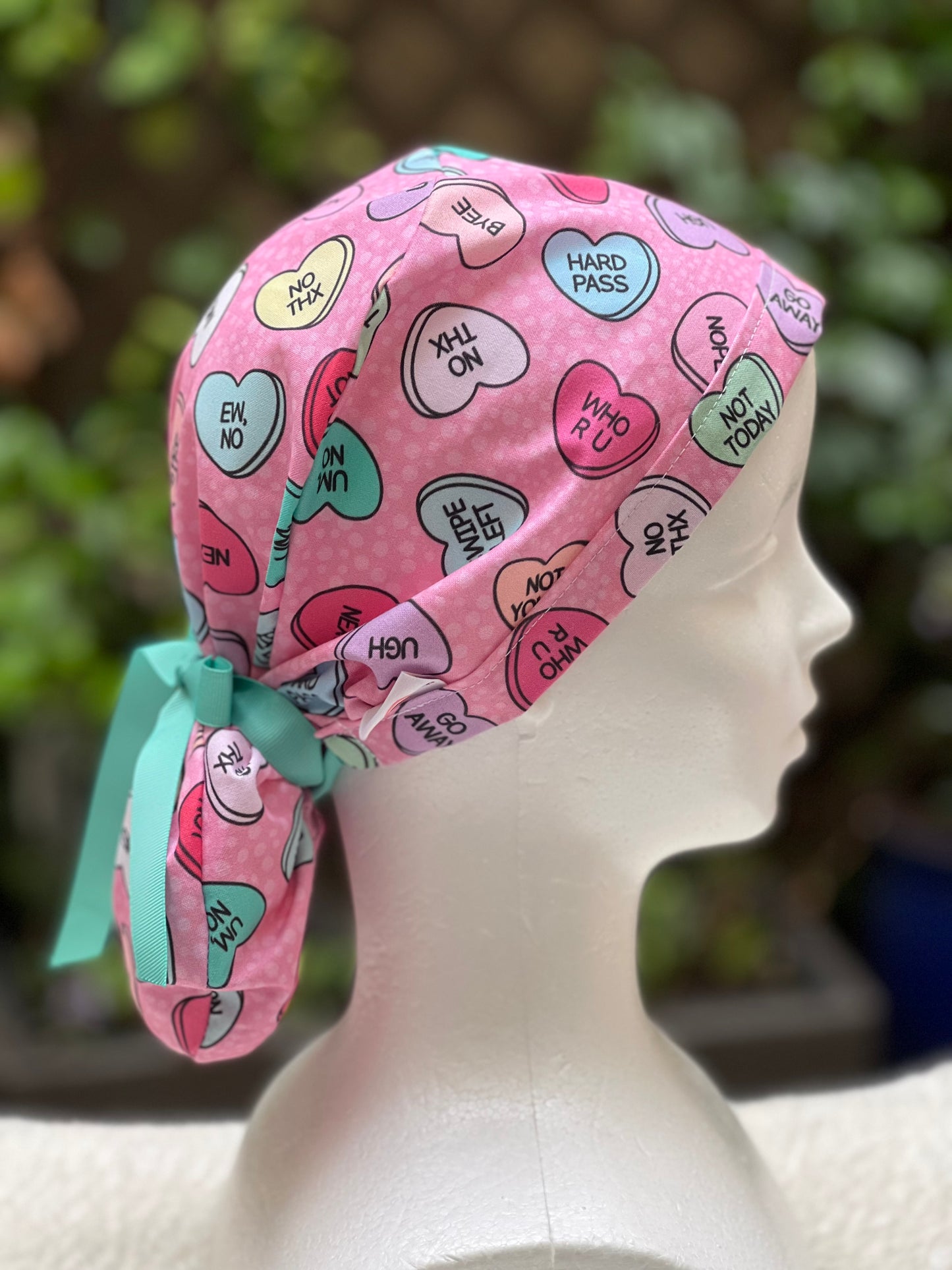 Anti-Valentines Ponytail scrub cap