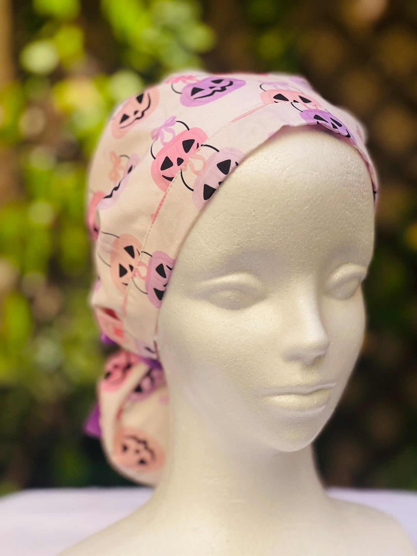 Trick or treat bag Ponytail Scrub Cap