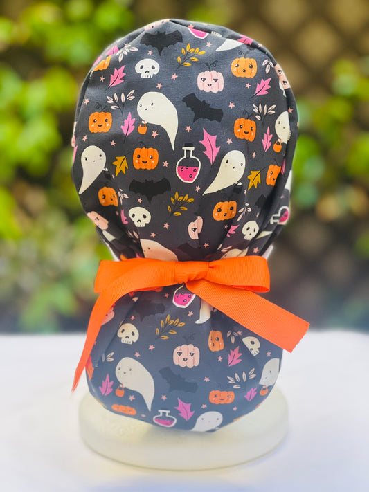 Cute ghost Ponytail scrub cap