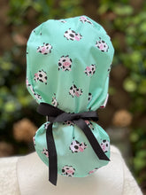 Load image into Gallery viewer, Cow Print Ponytail Scrub Cap
