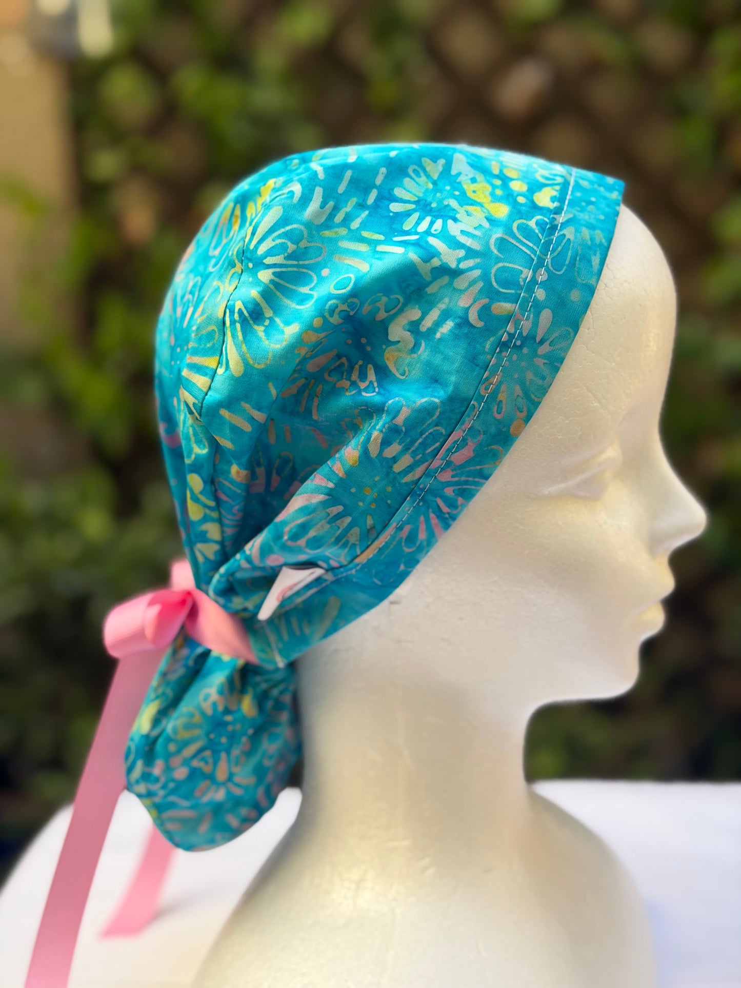 Batik Ponytail Scrub Cap