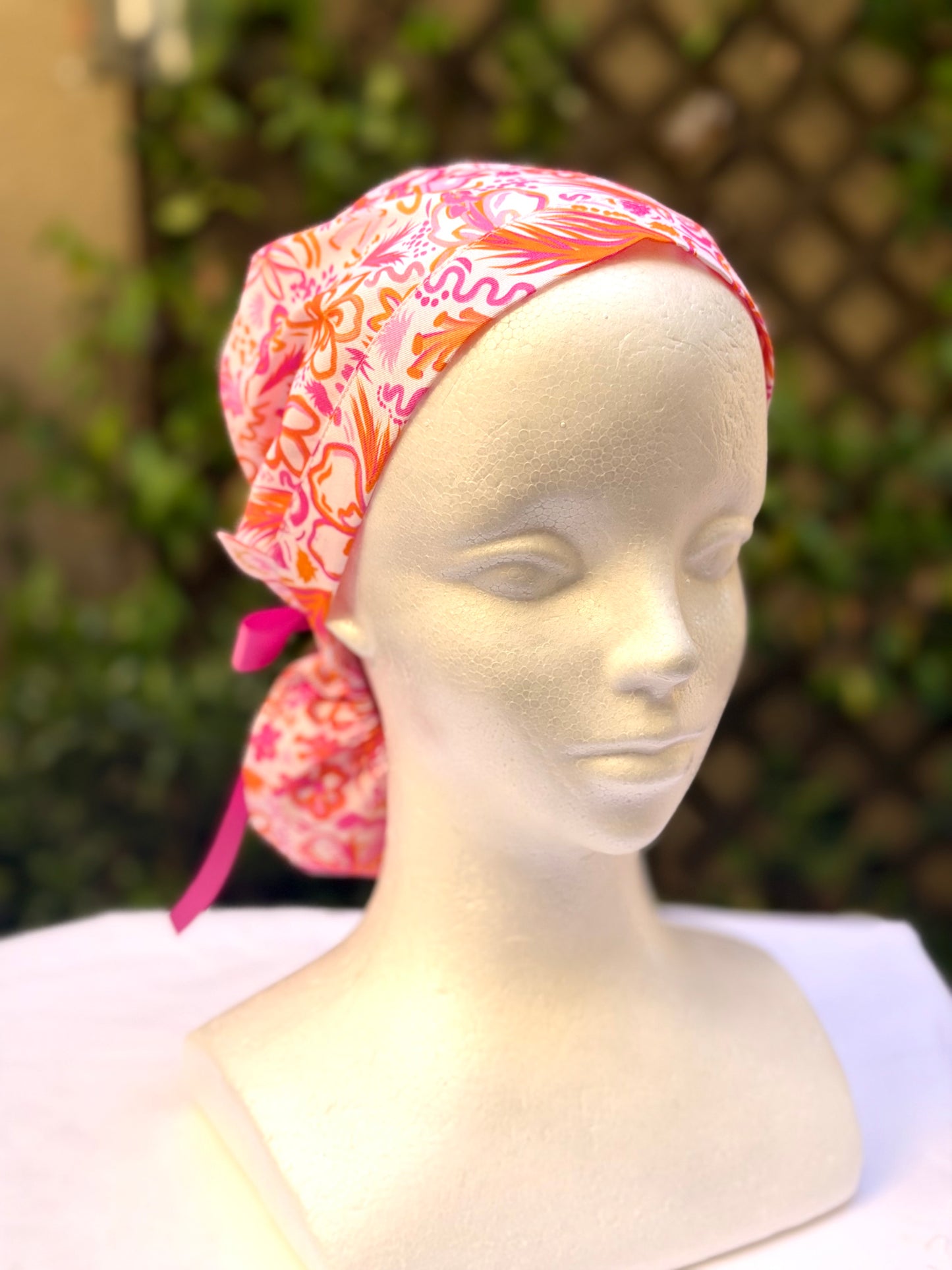 Summer preppy Ponytail Scrub Cap