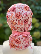 Load image into Gallery viewer, Pink pumpkin with bow scrub cap
