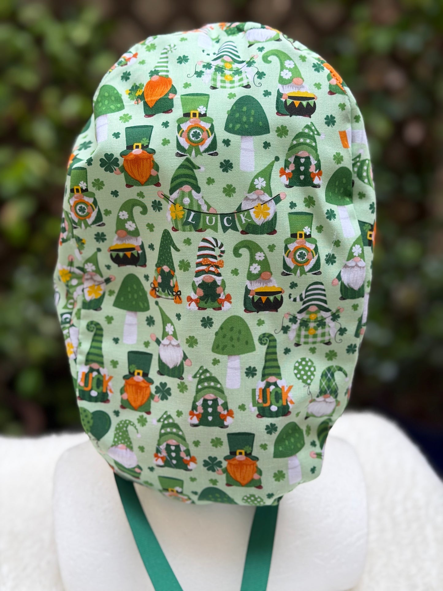 St. Patrick’s Gnomes Ponytail Scrub Cap