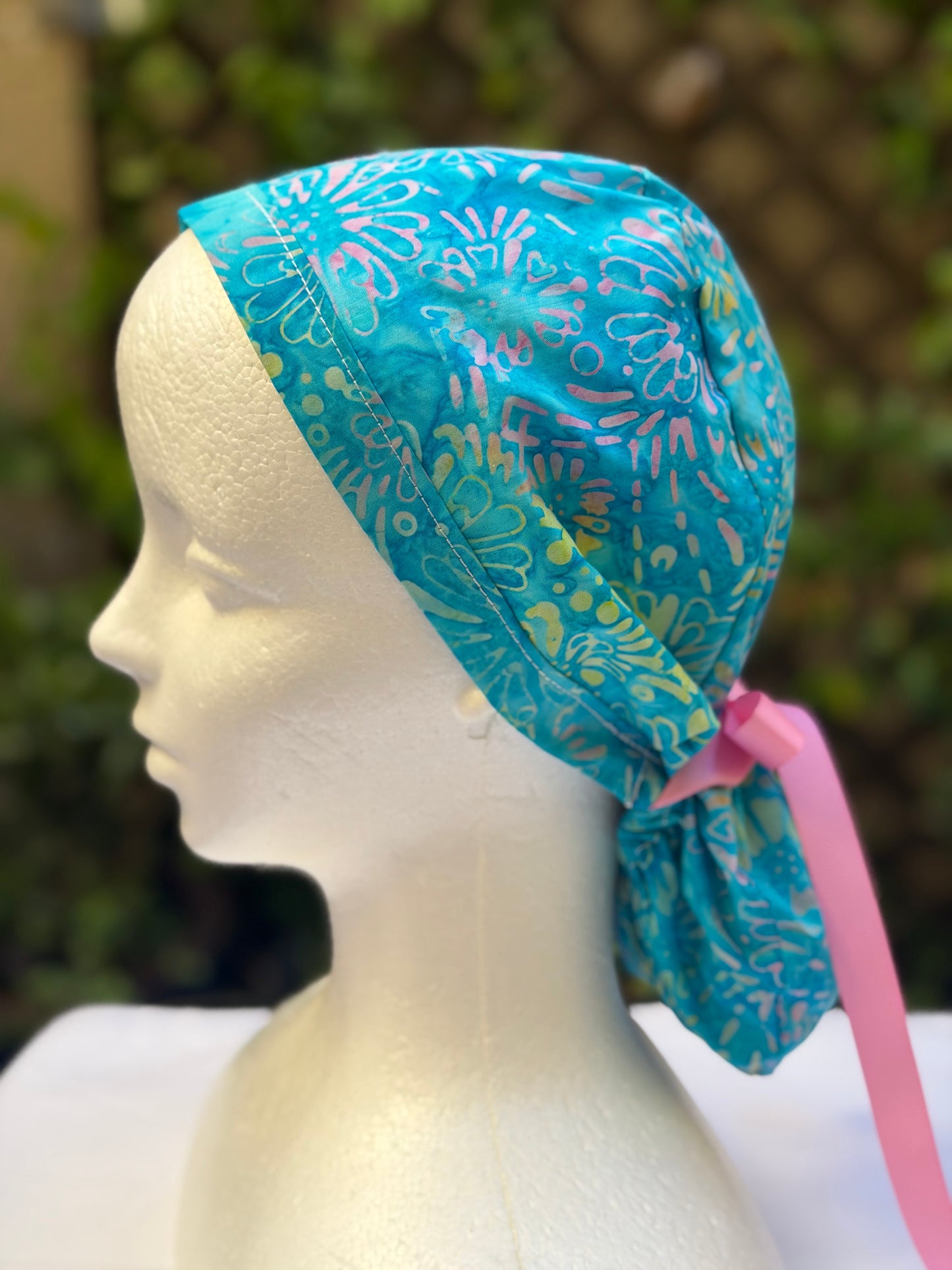 Batik Ponytail Scrub Cap