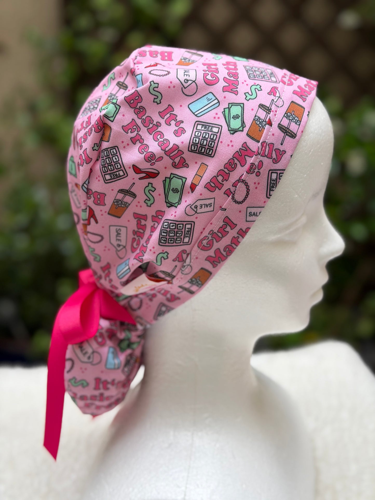Girl Math Ponytail Scrub Cap