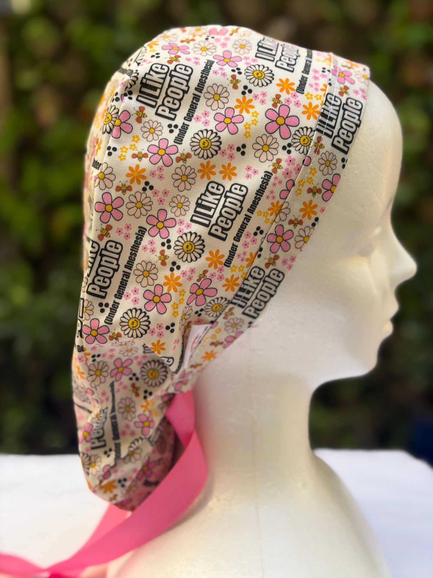 I like people Ponytail Scrub Cap