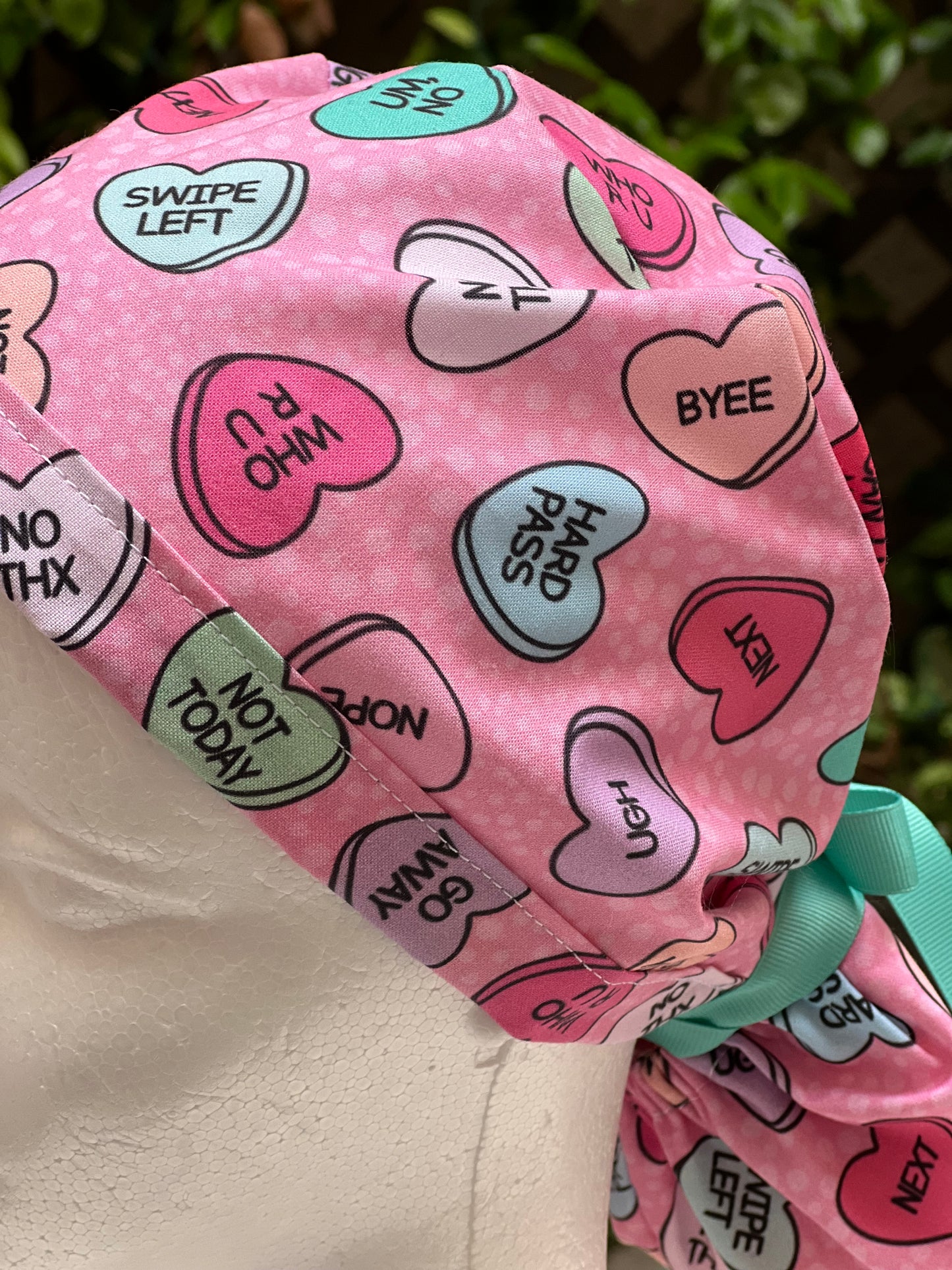 Anti-Valentines Ponytail scrub cap