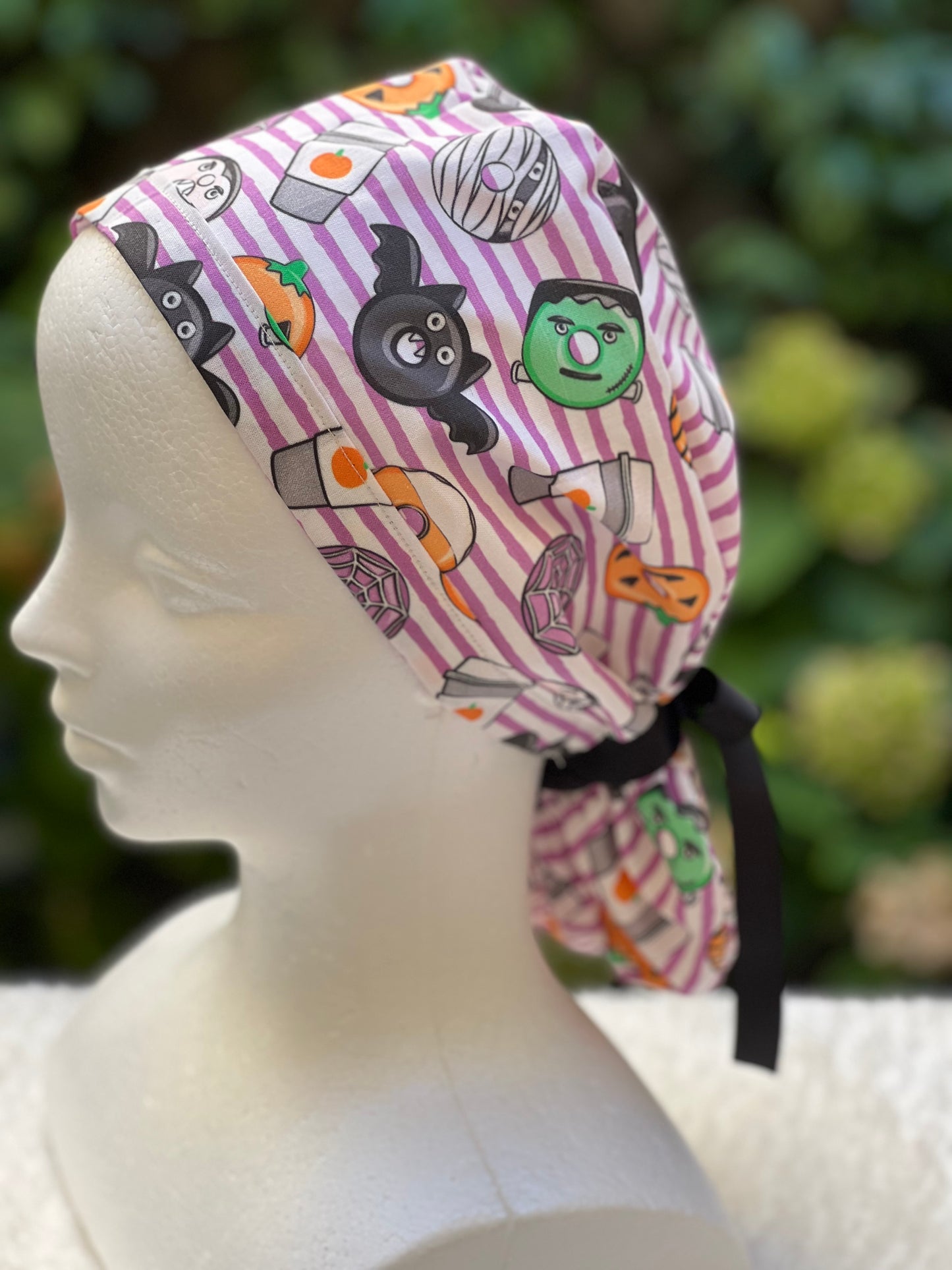 Purple Halloween scrub cap