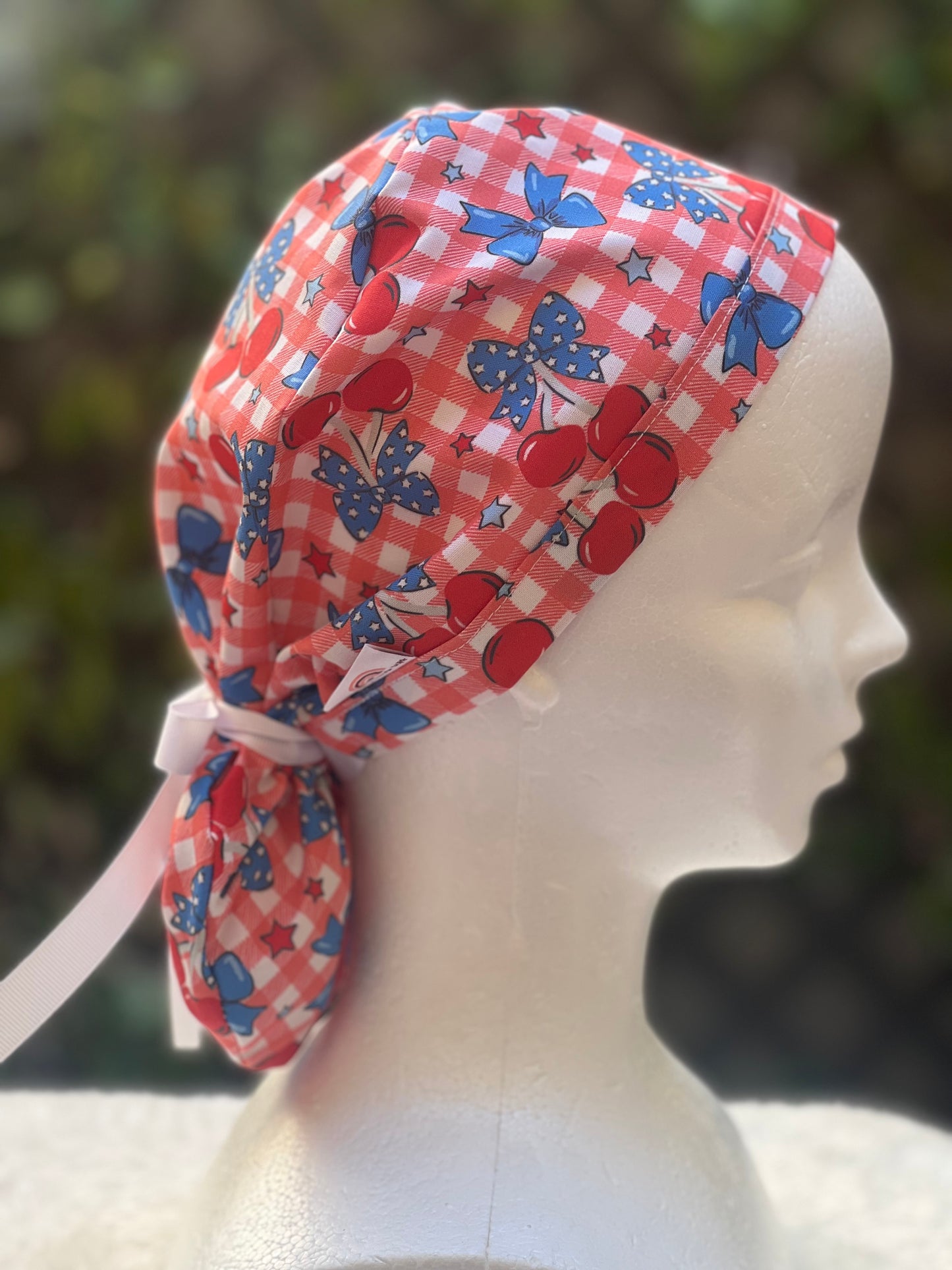 Red bow scrub Cap